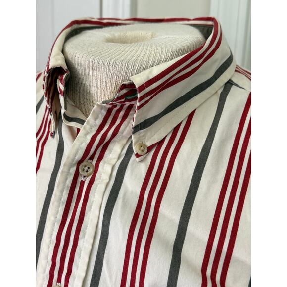 TOMMY HILLFIGER RED AND sage green LONG SLEEVE BUTTON UP EMBROIDERED MENS LARGE - Picture 3 of 6